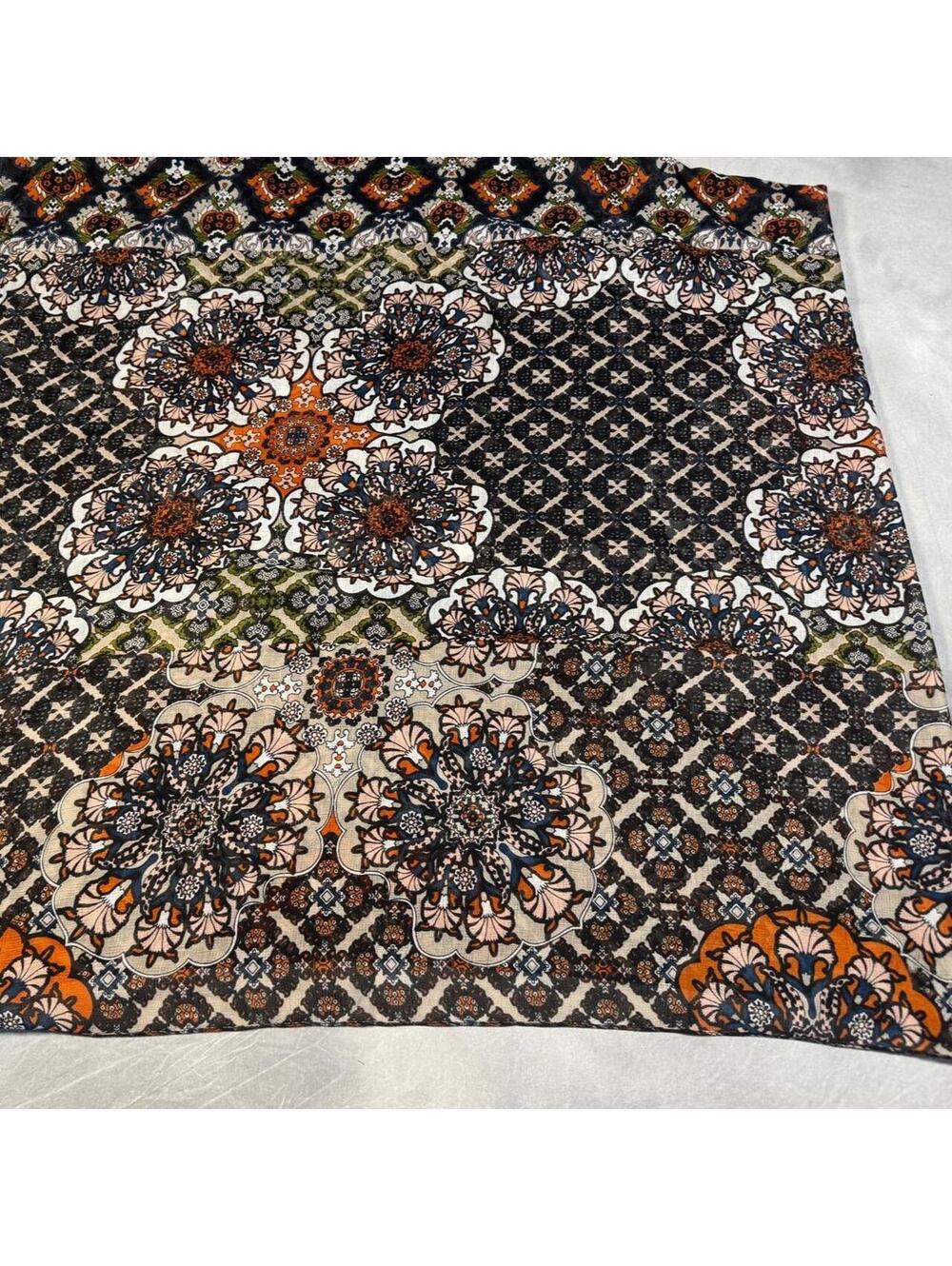 Boho Medallion Print Oversized Scarf Wrap 30x60 Earth Tone Floral